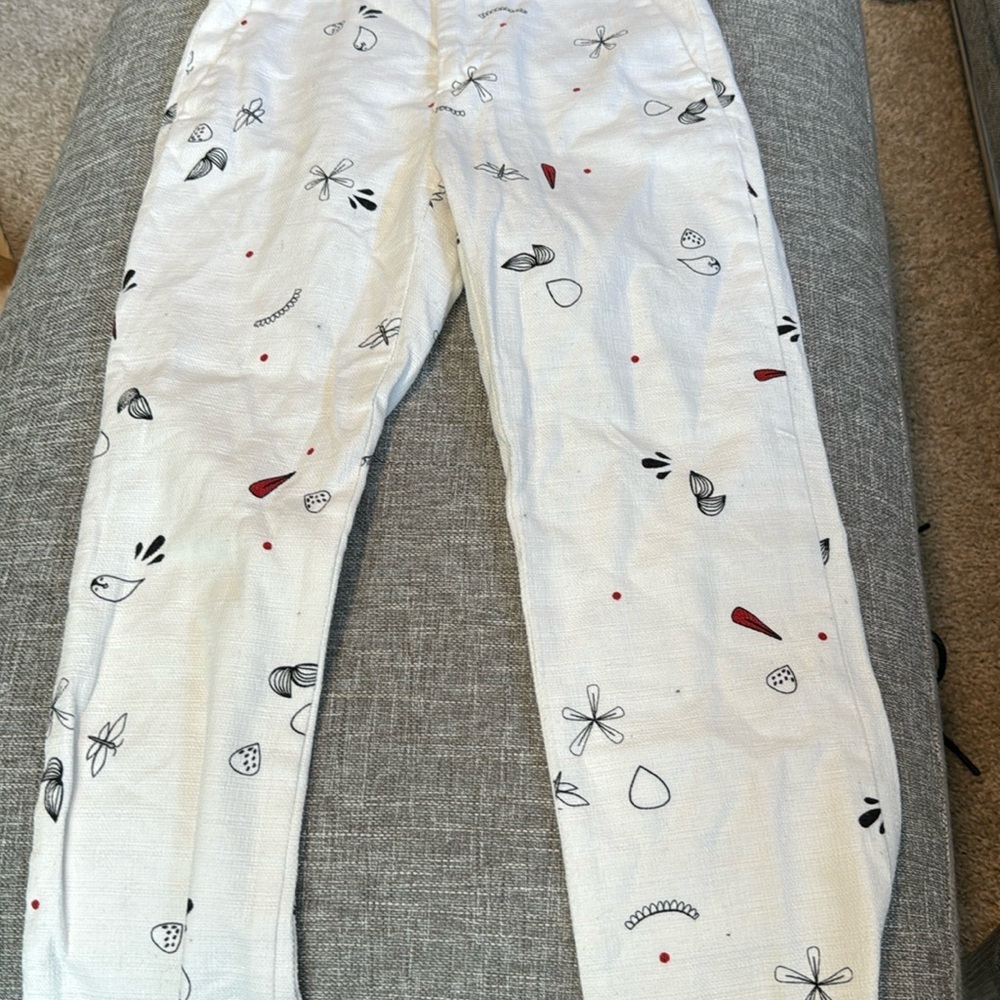 Zara Basic Collection White Printed Trousers - image 2